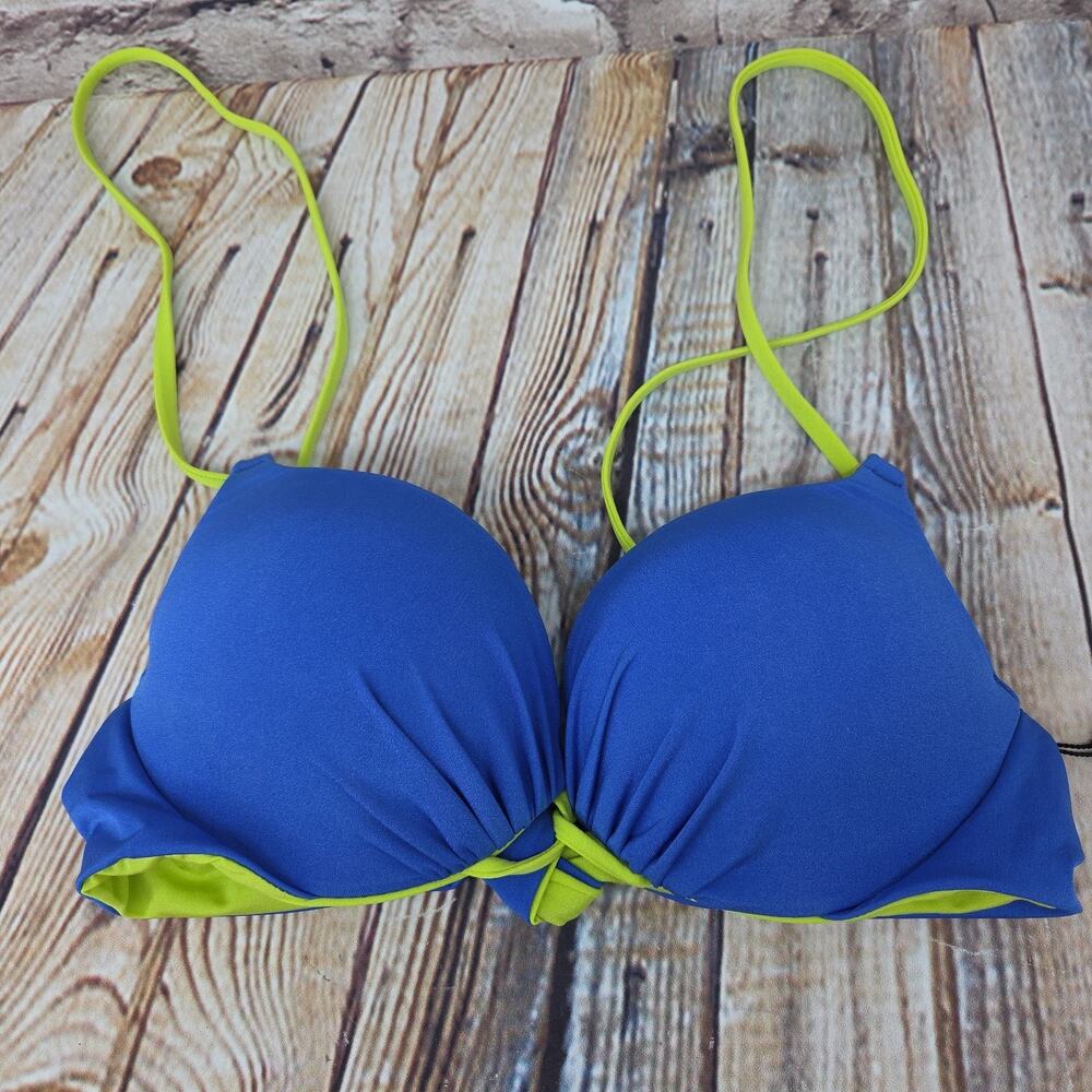 A Che Swim Top Size 34A Push Up Blue NEW